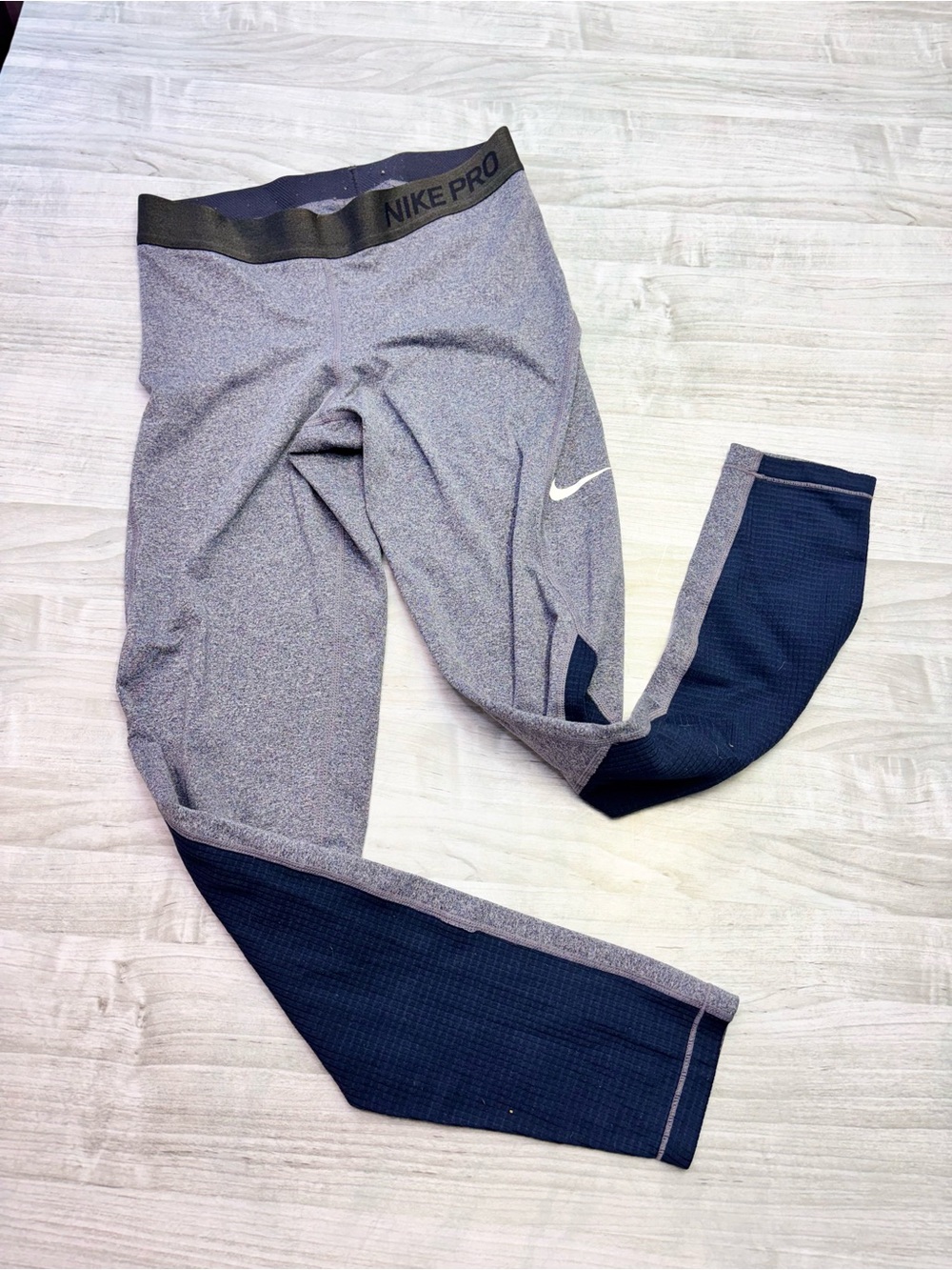 Nike Pro Grey and Navy Workout Leggings